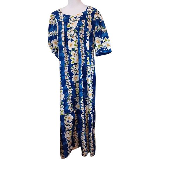 Vintage ROYAL CREATIONS Hawaiian Maxi Dress XL MuuMuu Kaftan Floral‎ Hibiscus - Picture 14 of 14